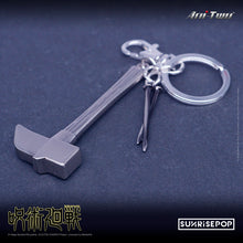 Load image into Gallery viewer, JUJUTSU KAISEN PEWTER KEYRING - NOBARA’S NAILS &amp; HAMMER
